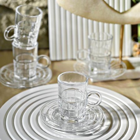 طقم كاسة شاي 6/6 زجاج سادة محجر CS-158/B ++ج4