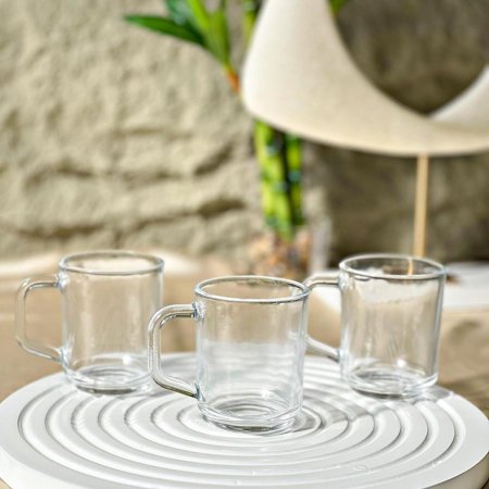 طقم كاسة شاي/6 زجاج سادة 160مل فيلا ZB-23 ++ج4